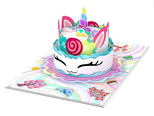 Unicorn Birthday Cake Pop-Up Card - Image 2