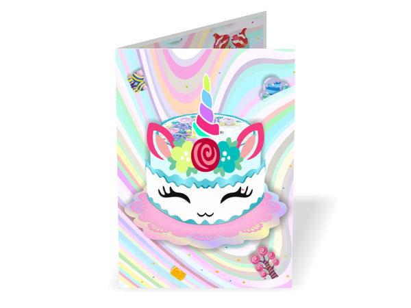 Unicorn Birthday Cake Pop-Up Card - Image 3