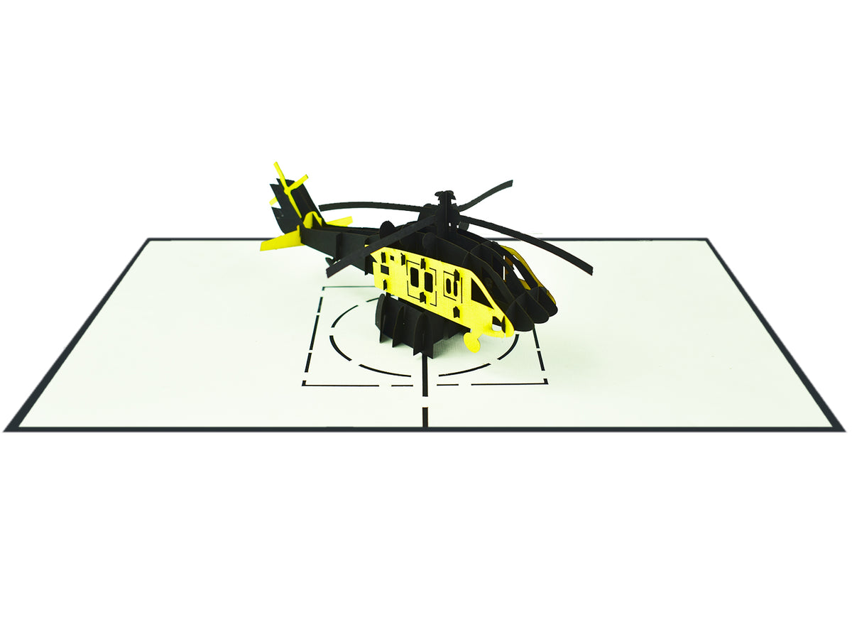 Helicopter (Black &amp; Yellow) Pop-Up Card