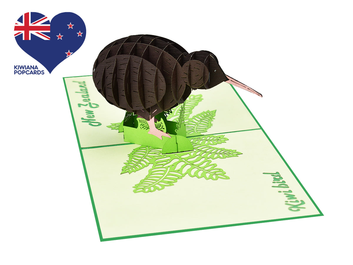 New Zealand Brown Kiwi 3D Creative Pop Up Card - close up
