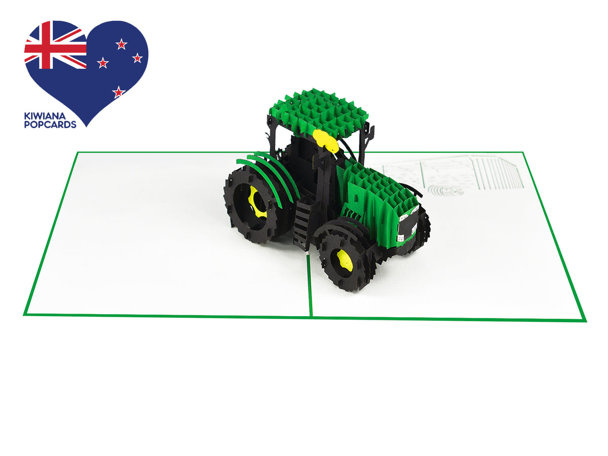 Modern Green Tractor 3D Creative Pop Up Card