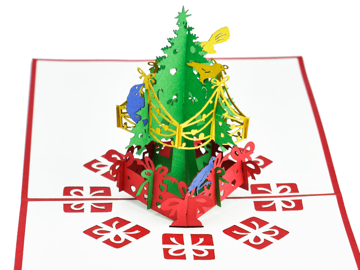 Christmas Tree with Native Birds Pop-Up Card