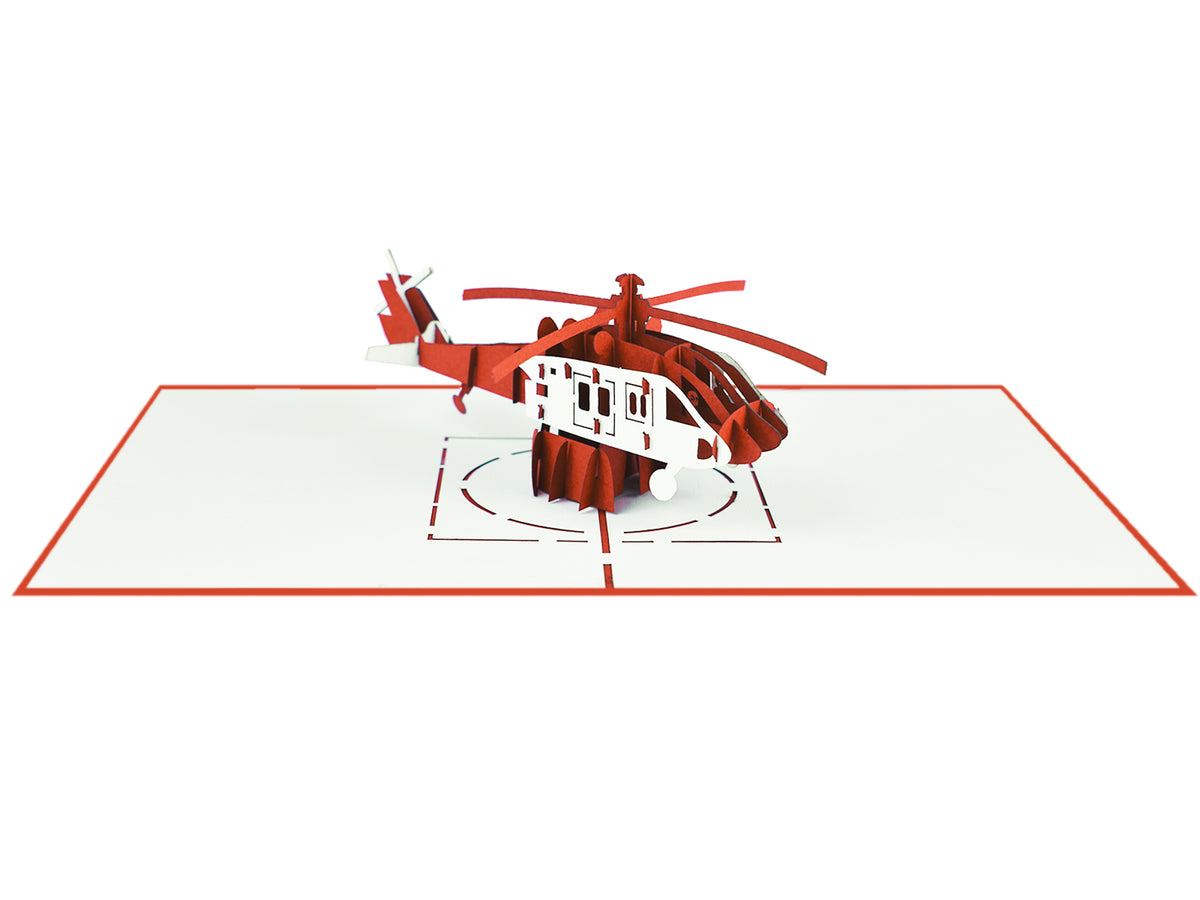 Helicopter (Red &amp; White) Pop-Up Card