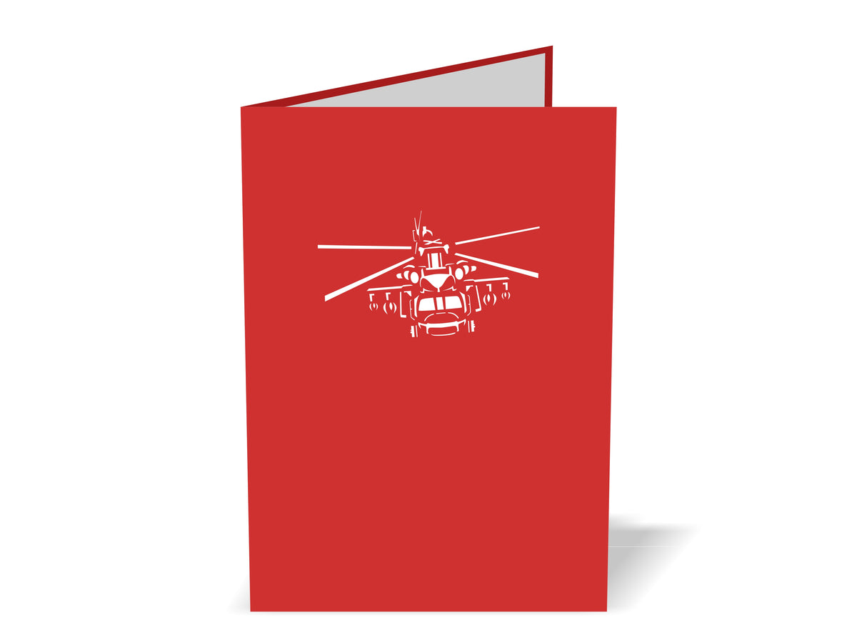 Helicopter (Red &amp; White) Pop-Up Card