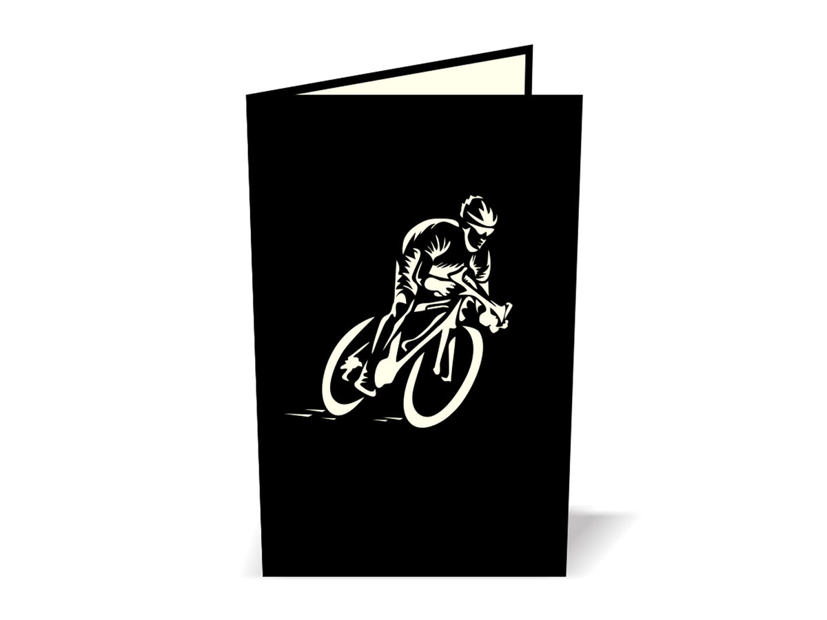 Man Riding Bicycle Pop-Up Card