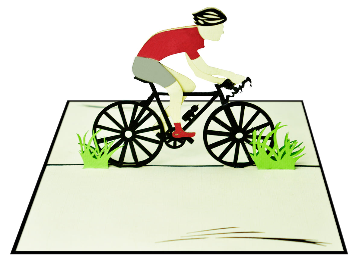 Man Riding Bicycle Pop-Up Card