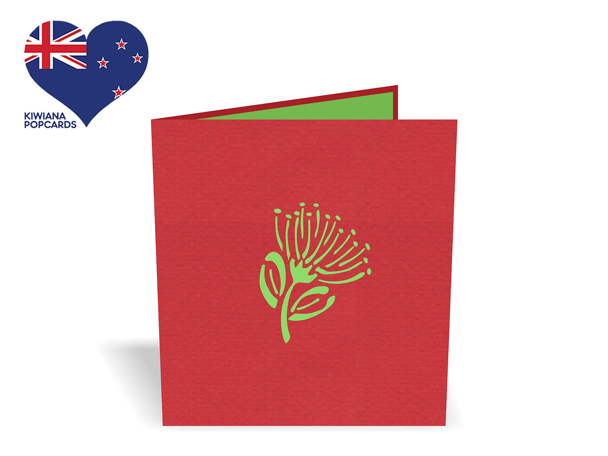 Tui on a Pohutukawa Pop-Up Card