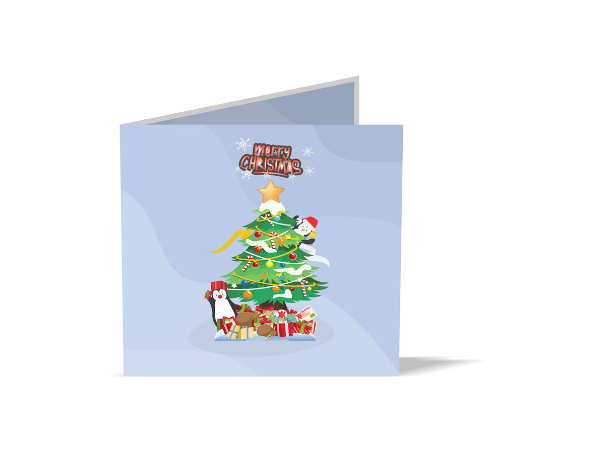 Christmas Tree and Penguins Pop-Up Card