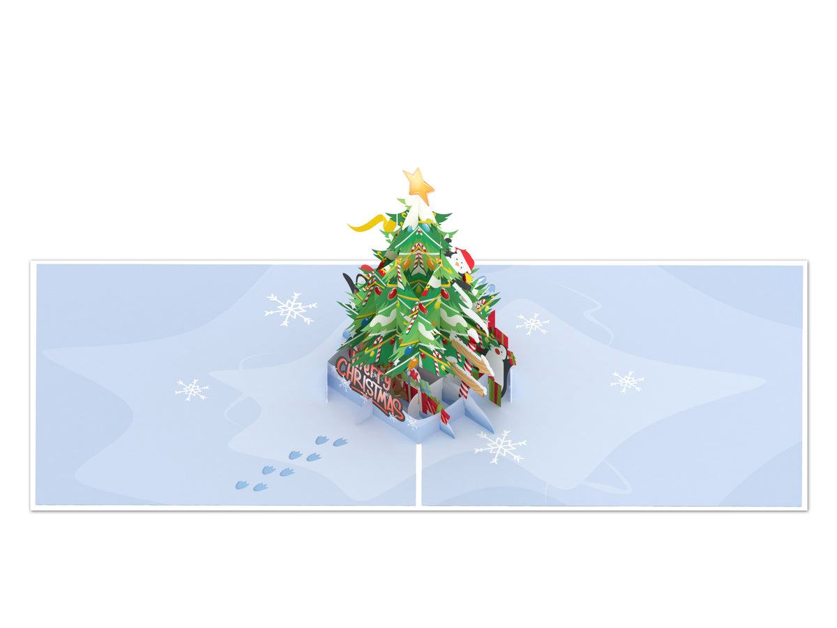 Christmas Tree and Penguins Pop-Up Card