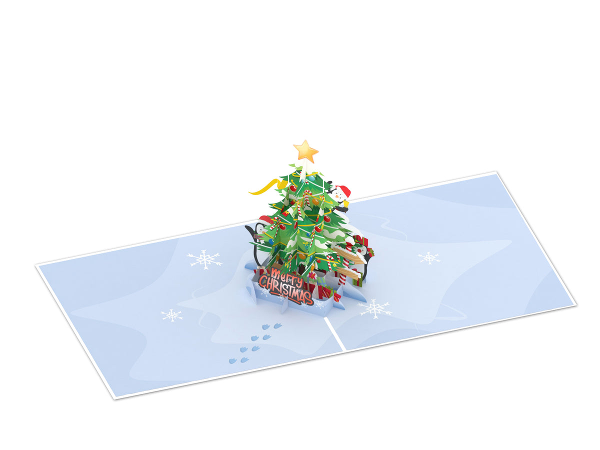 Christmas Tree and Penguins Pop-Up Card