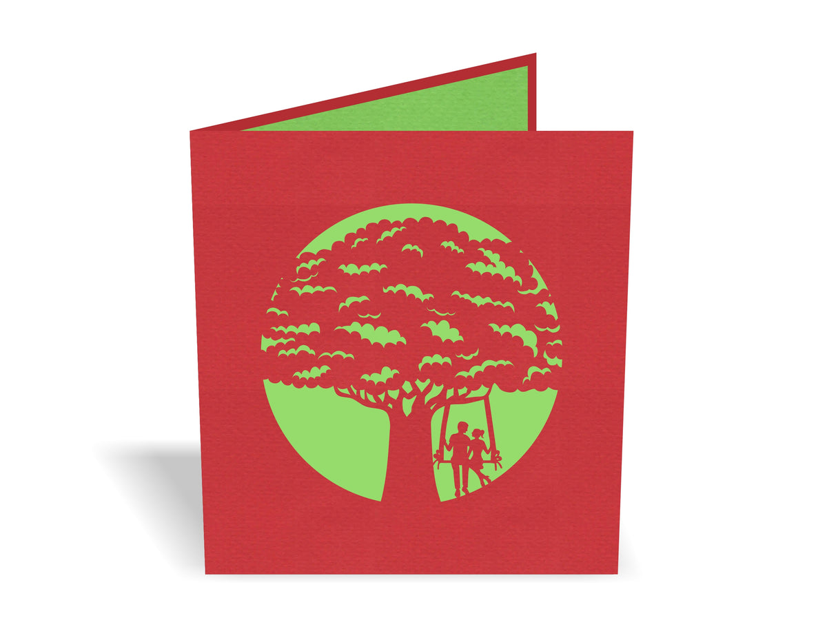 Couple On Swing Pohutukawa Pop-Up Card