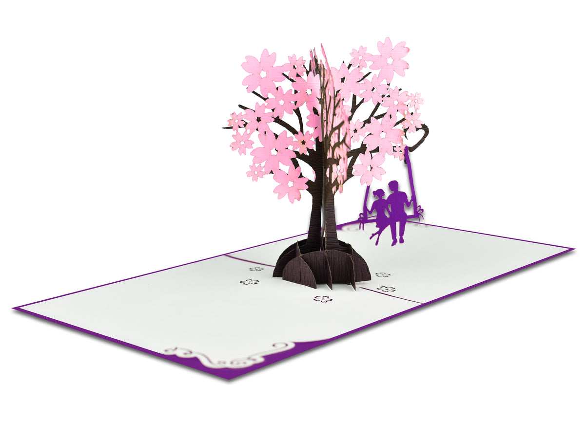Couple Under Cherry Blossoms Pop-Up Card