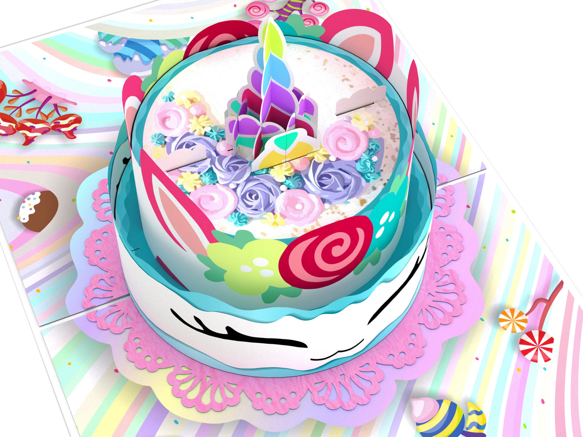 Unicorn Birthday Cake Pop-Up Card