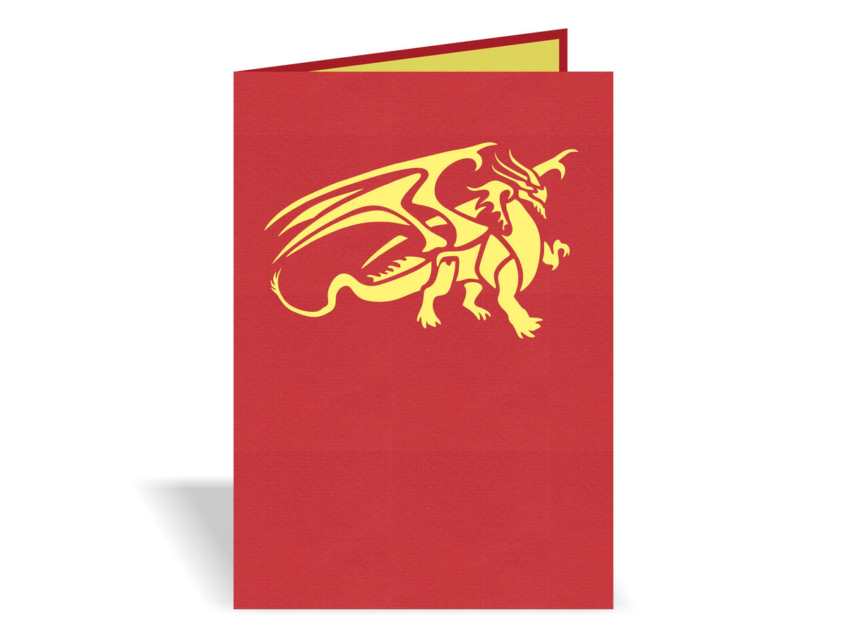 Red Dragon 3D Creative Pop Up Card - outside