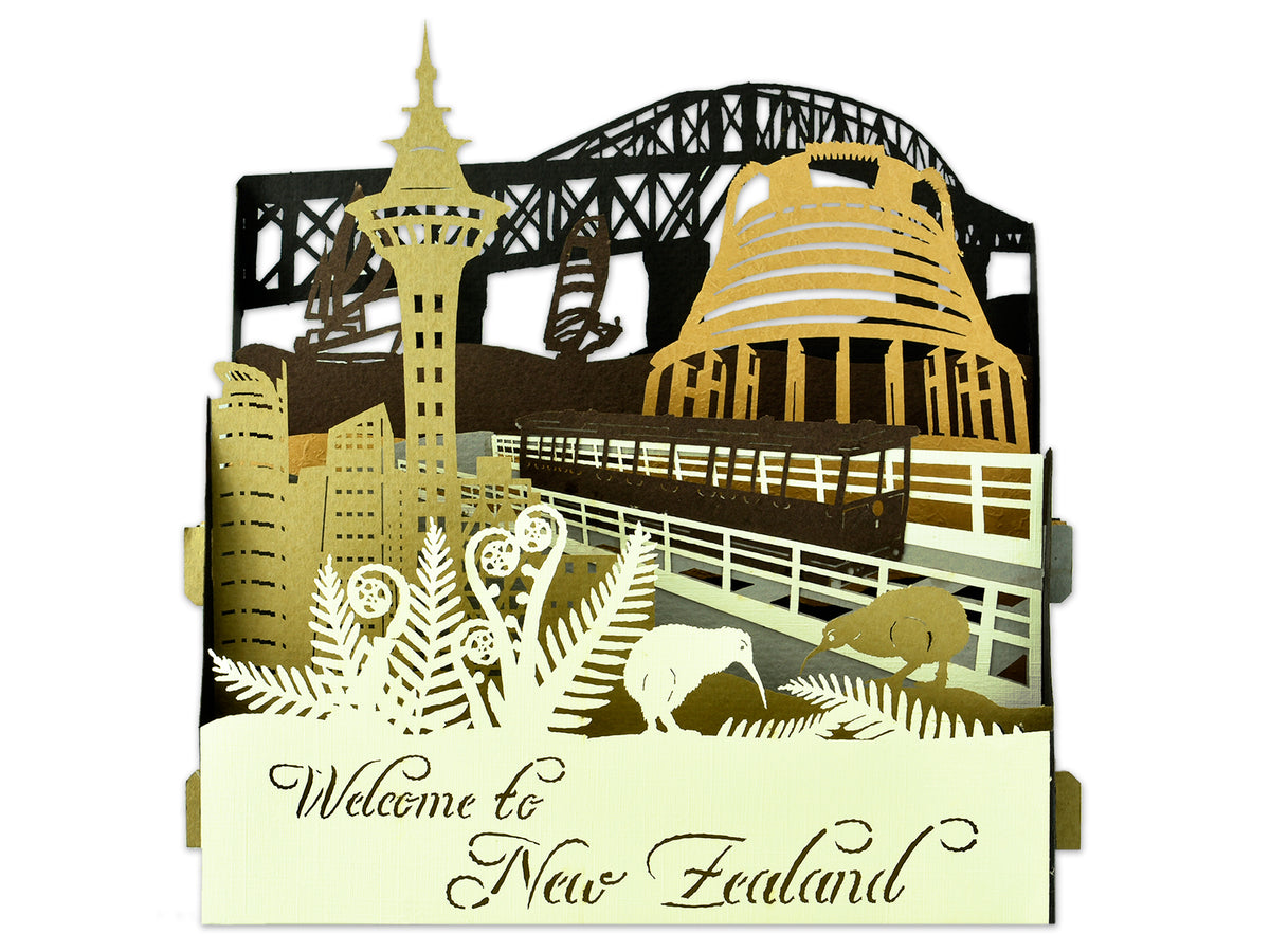 New Zealand Kiwiana Landmarks Pop-Up Card