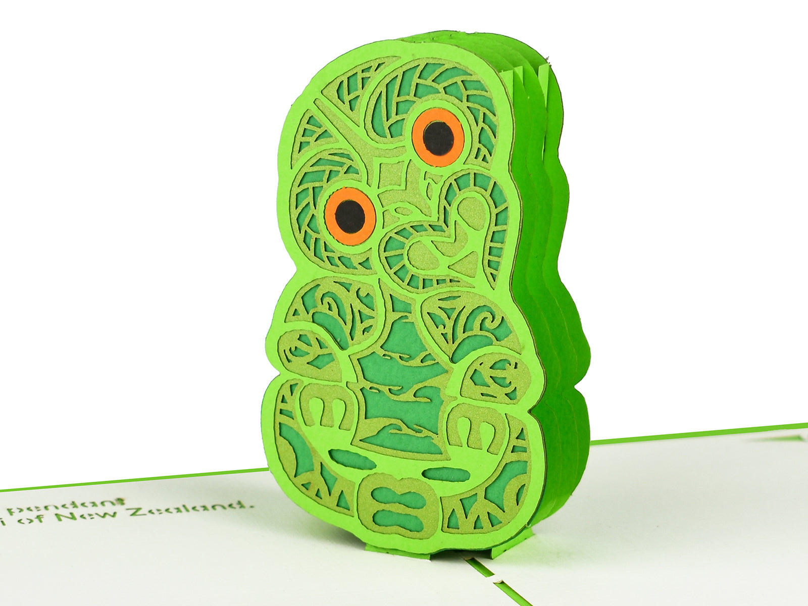 New Zealand Hei -tiki 3D Creative Pop Up Card - close up alternate view