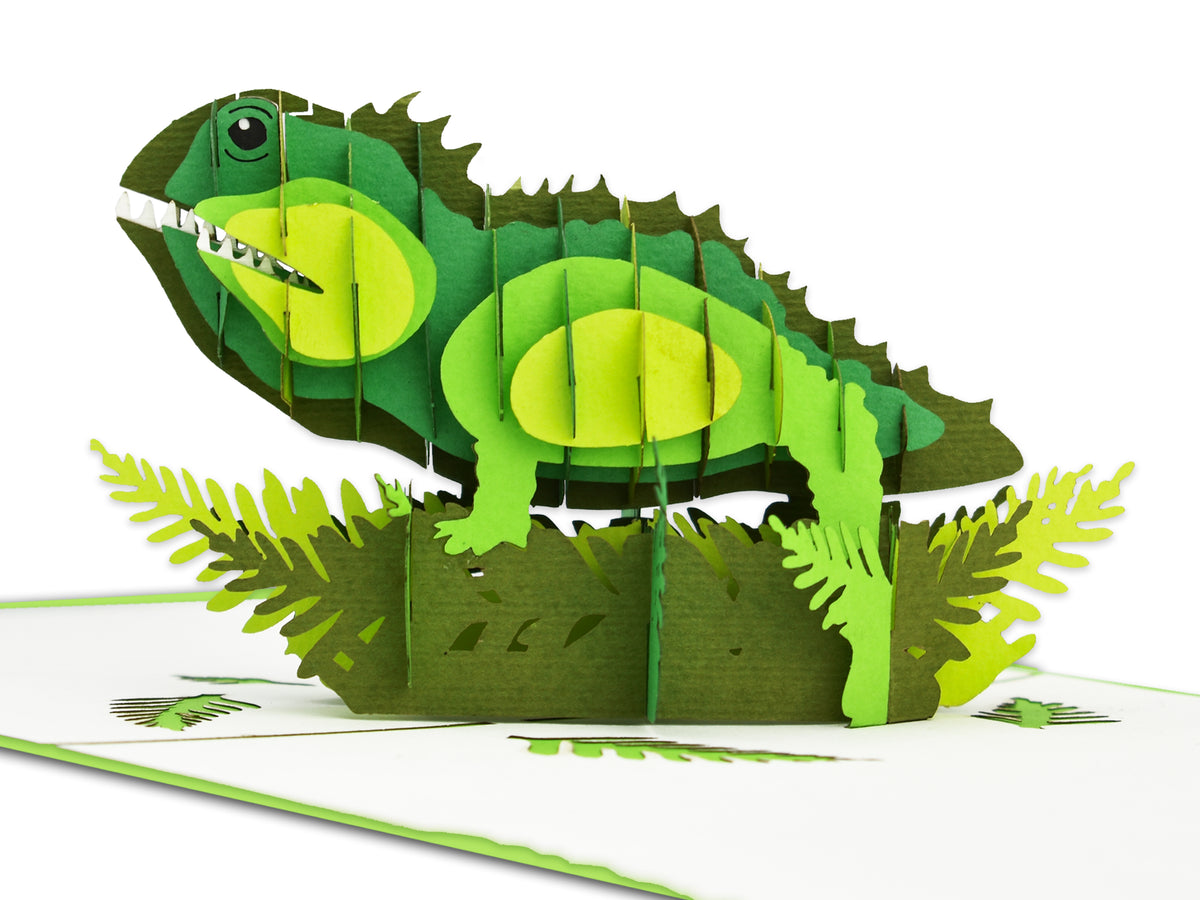 New Zealand Tuatara 3D Creative Pop Up Card - close up
