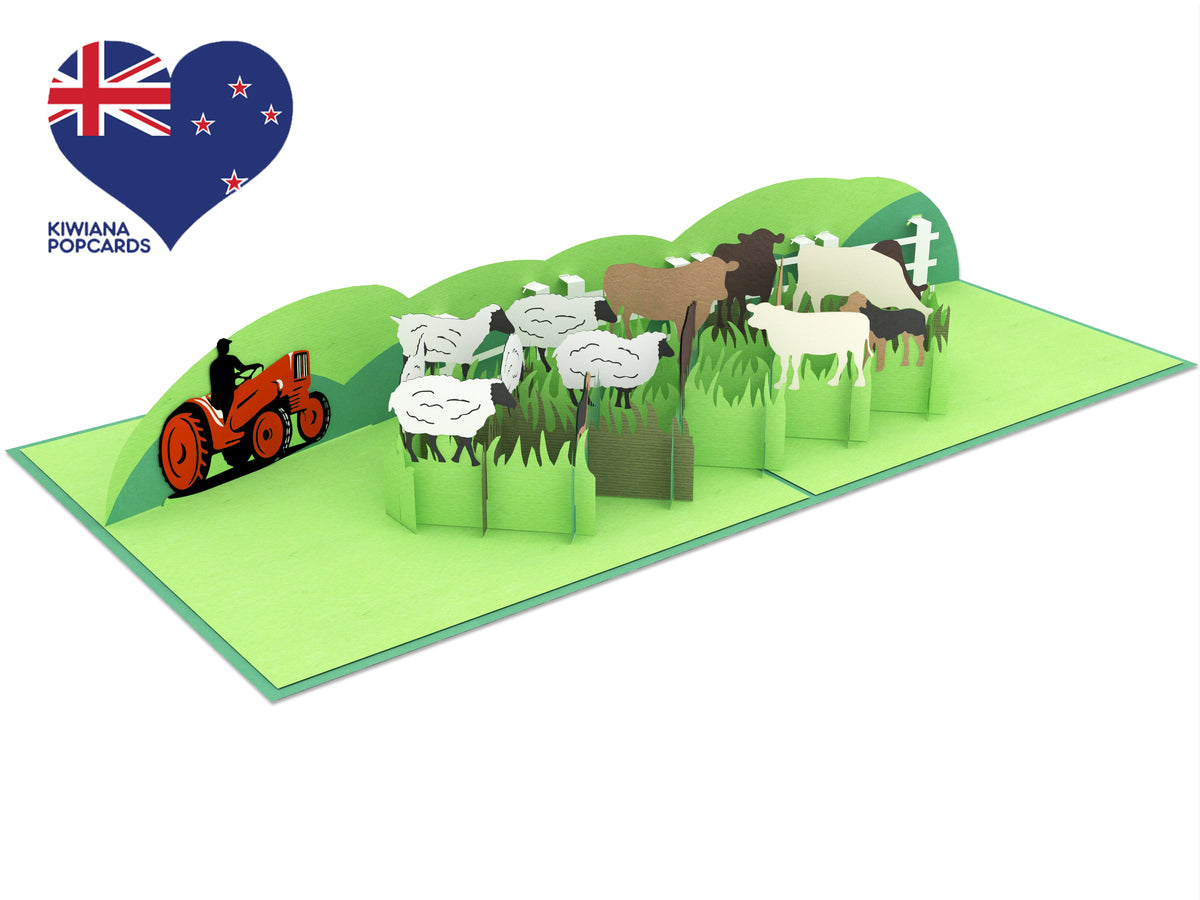 Sheep and Beef Farm Pop-Up Card