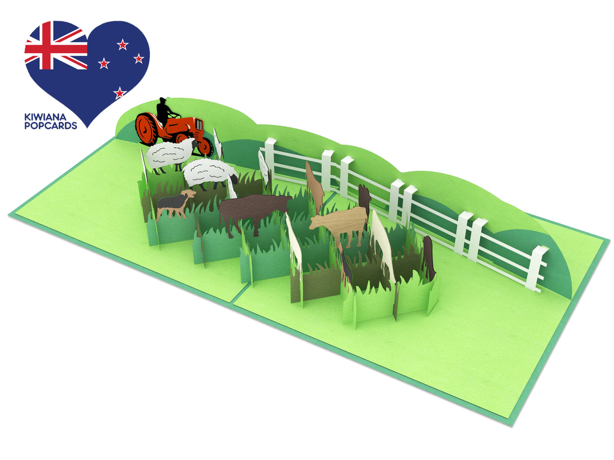 Sheep and Beef Farm Pop-Up Card