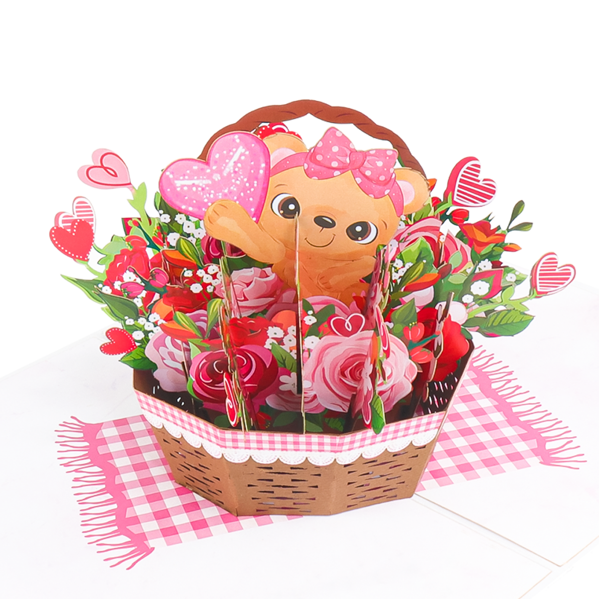 Teddy Bear Flower’s Basket Pop-Up Card