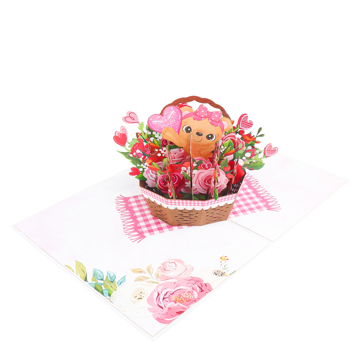 Teddy Bear Flower’s Basket Pop-Up Card