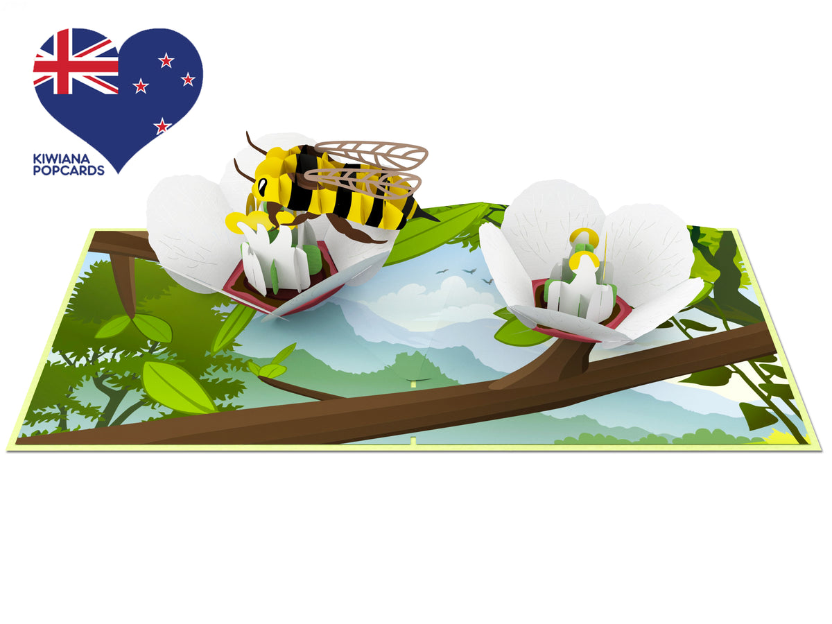 Bees and Manuka Flower Pop-Up Card
