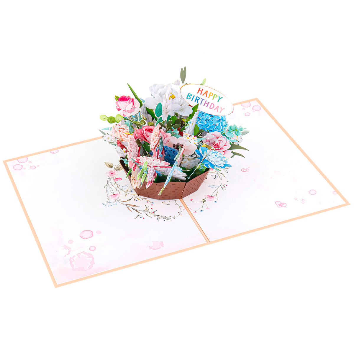 Peony Flower Basket Pop-Up Card