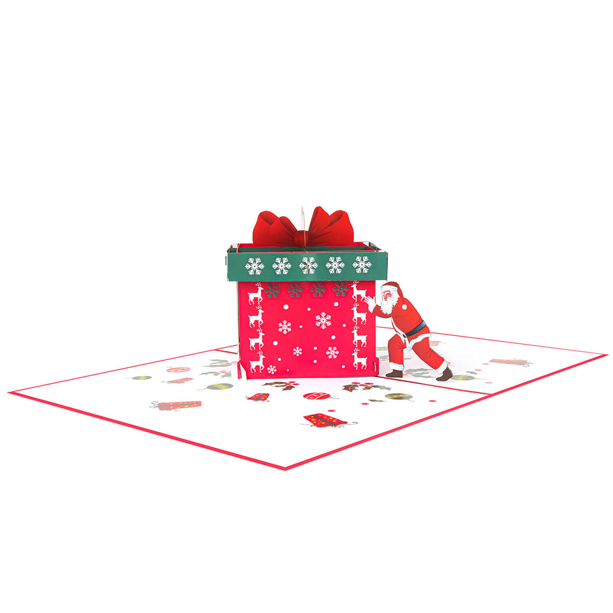 Santa with Gift Box Pop-Up Card