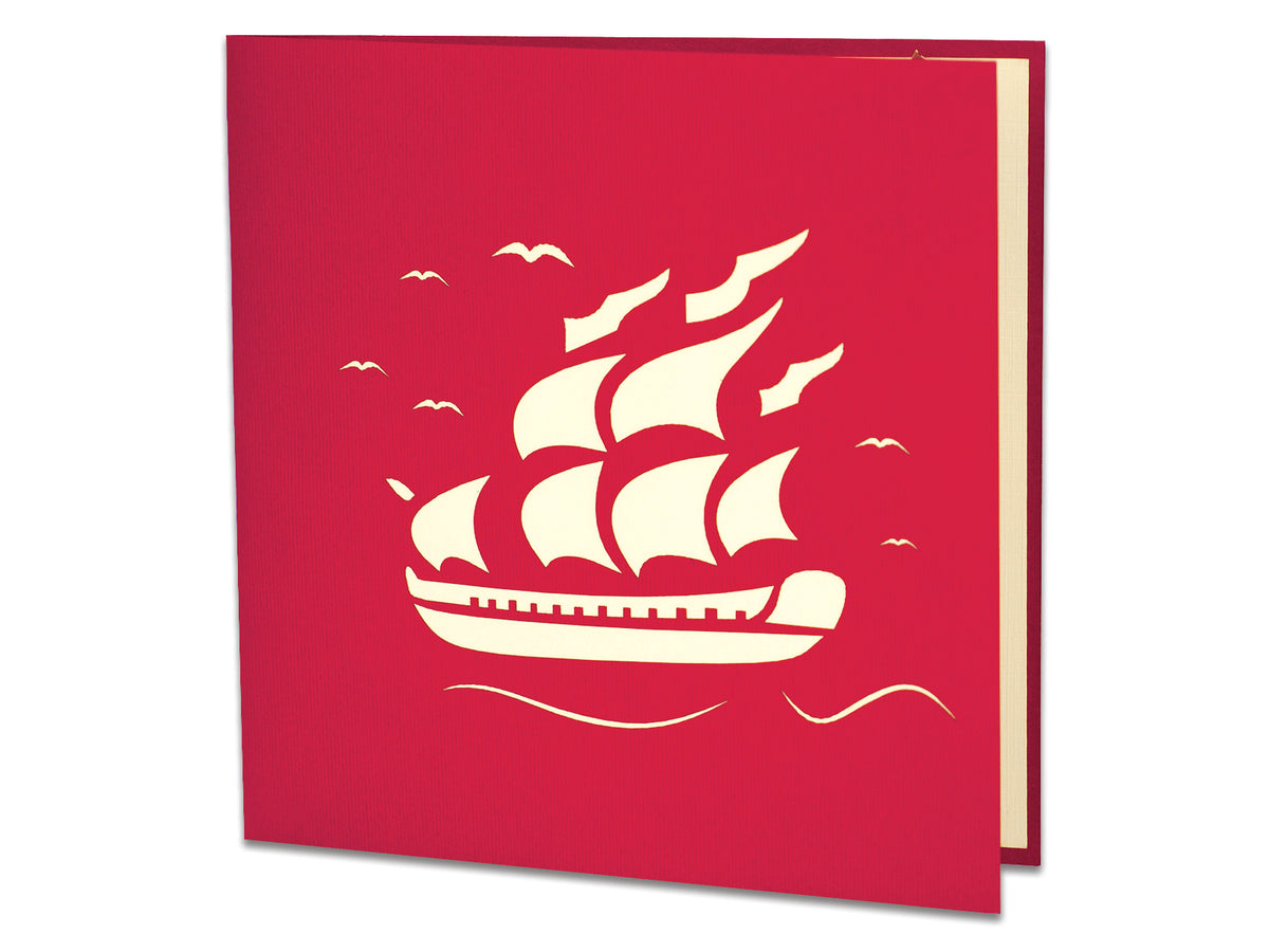 Ship with French Flag Pop-Up Card
