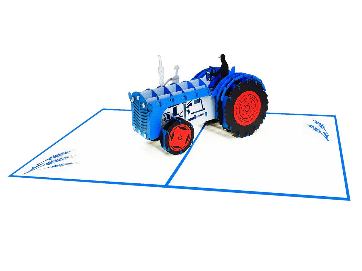 Blue Tractor 3D Creative Pop Card