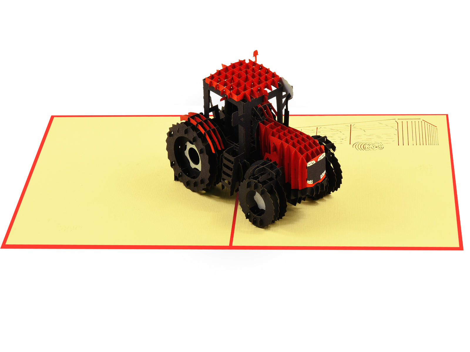Modern Red Tractor 3D Creative Pop Up Card
