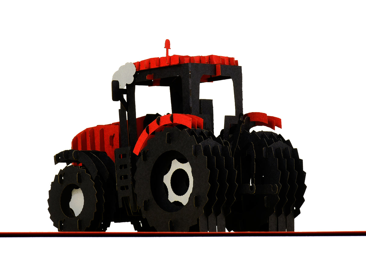 Modern Red Tractor 3D Creative Pop Up Card - close up 6