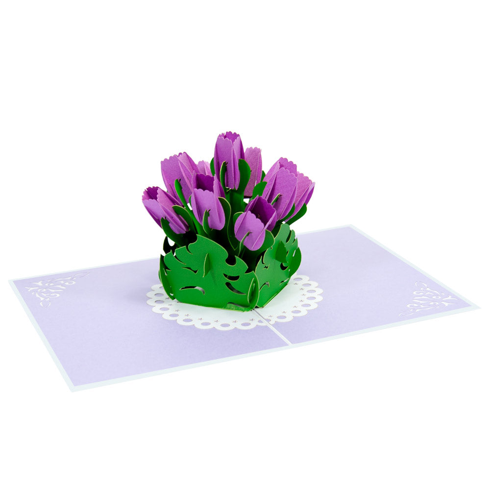 Purple Tulips Pop-Up Card