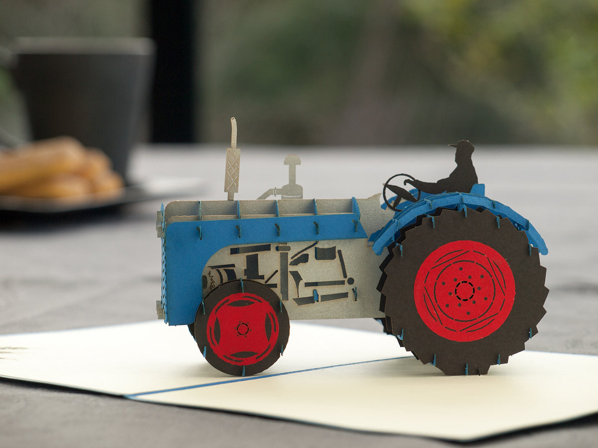 Blue Tractor 3D Creative Pop Card