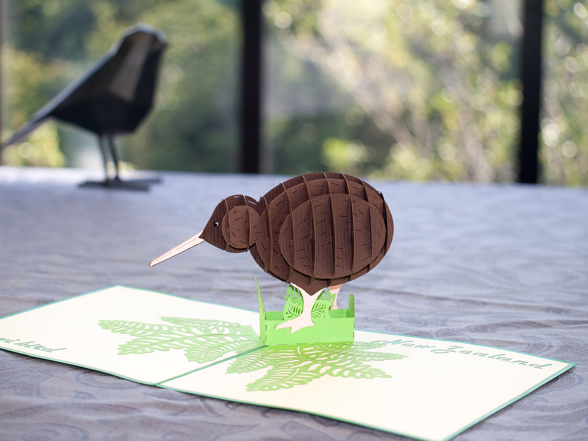 New Zealand Brown Kiwi 3D Creative Pop Up Card - alternate view